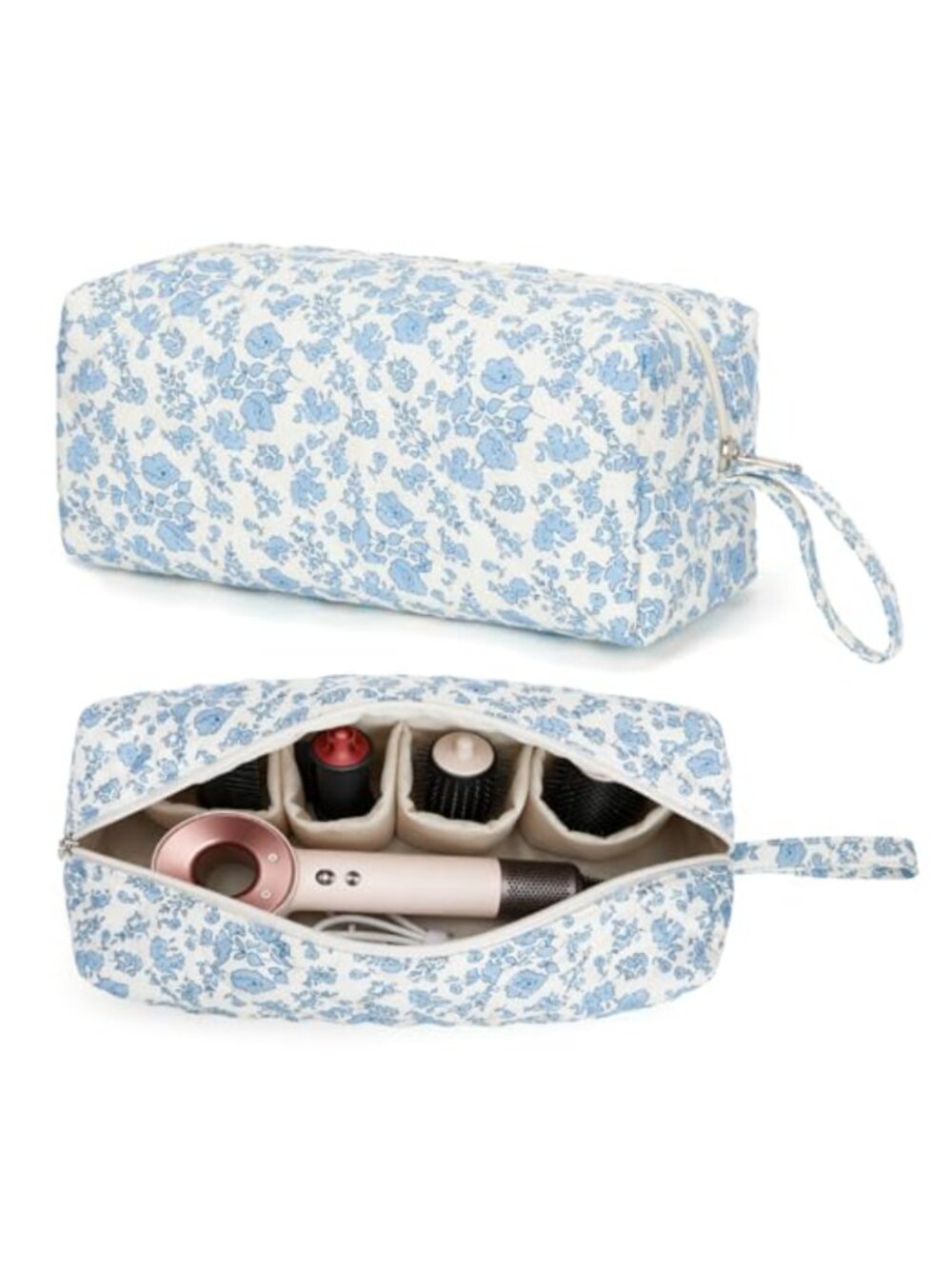 Floral Quilted Hair Tool Travel Case Padded Organizer Bag